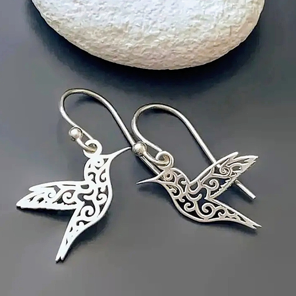 Filigree Hummingbird Dangle Earrings